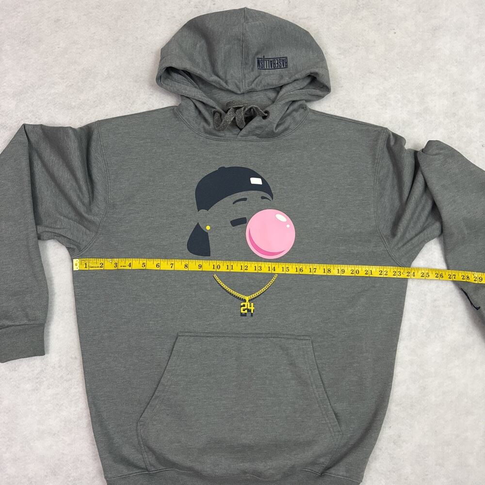 Ken Griffey Jr Hoodie M Gray Your Favorite Player Bubble Gum Gold #24 The Kid - Picture 5 of 15